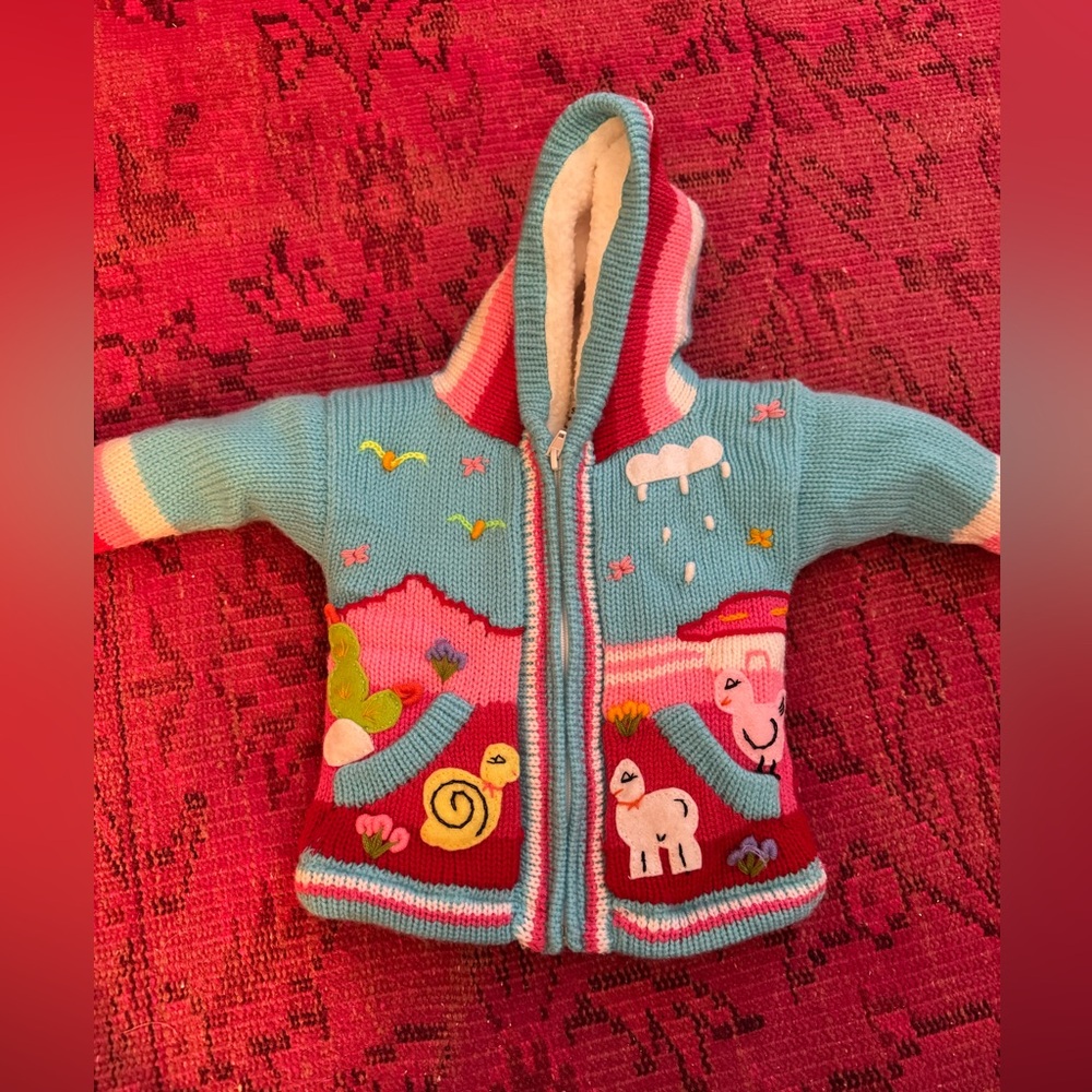 100% Wool Colorful Knitted Baby Jacket
